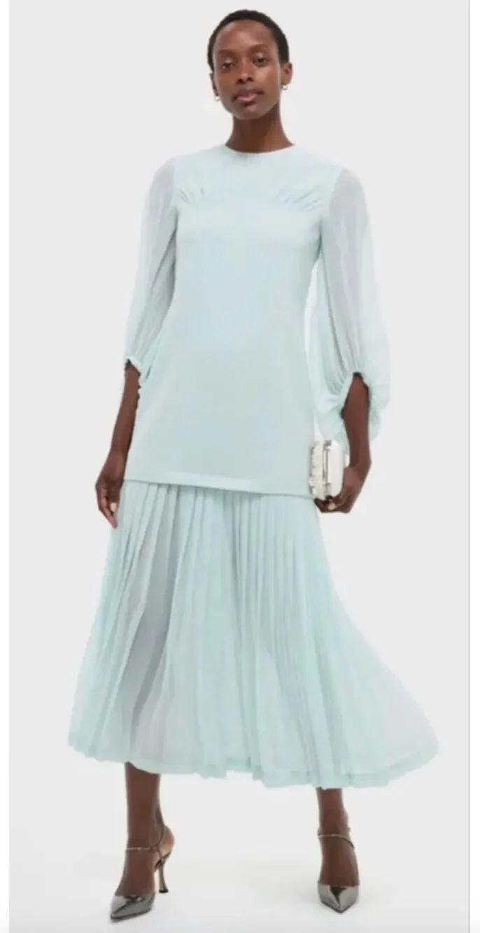 tuckernuck blue and white dress Blue and White Stripe Martine Bubble Maxi Dress